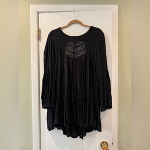 Free People Black Lace Tunic Top